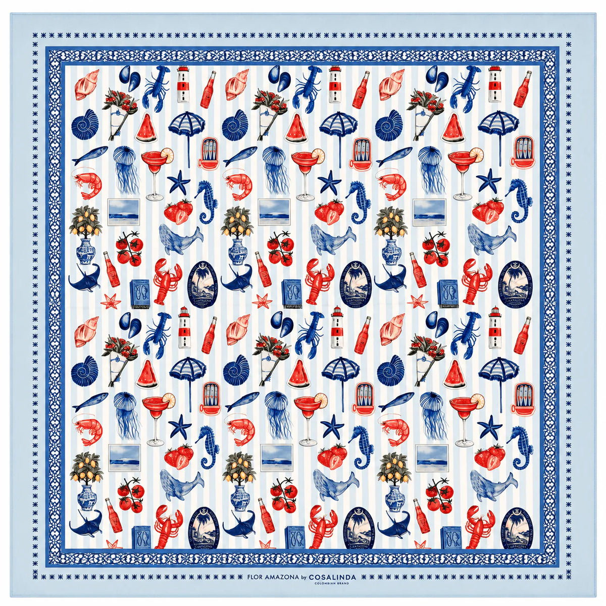 Beach Wrap Mar Rayado Flor Amazona by CosaLinda