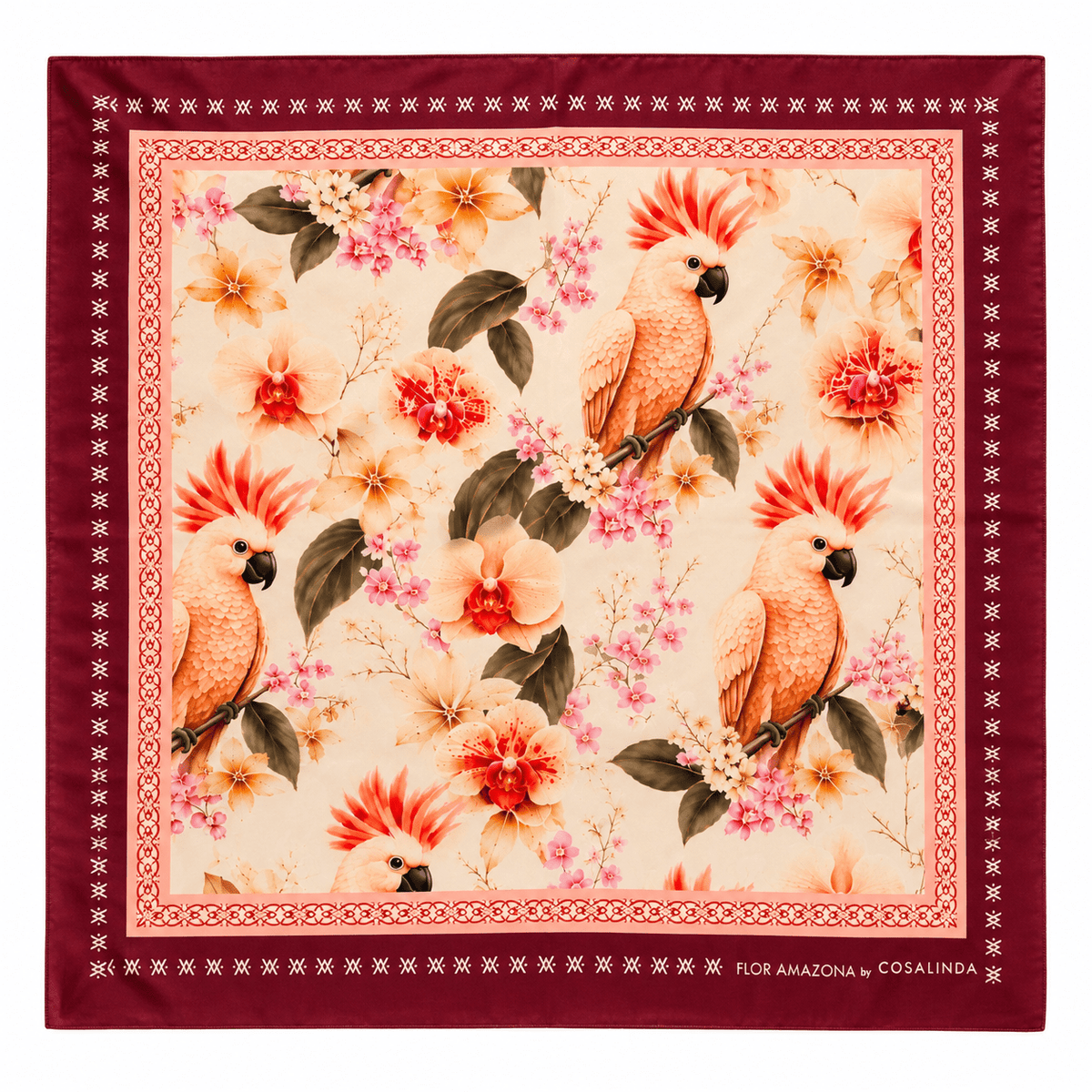 Foulard Cacatua Berenjena Flor Amazona by CosaLinda