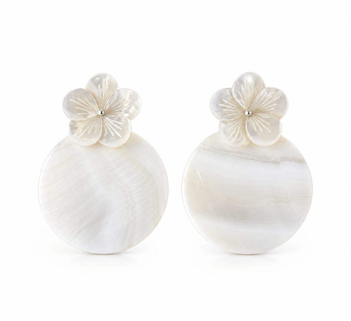 Nacar Shell Earrings 2 in 1 Silver