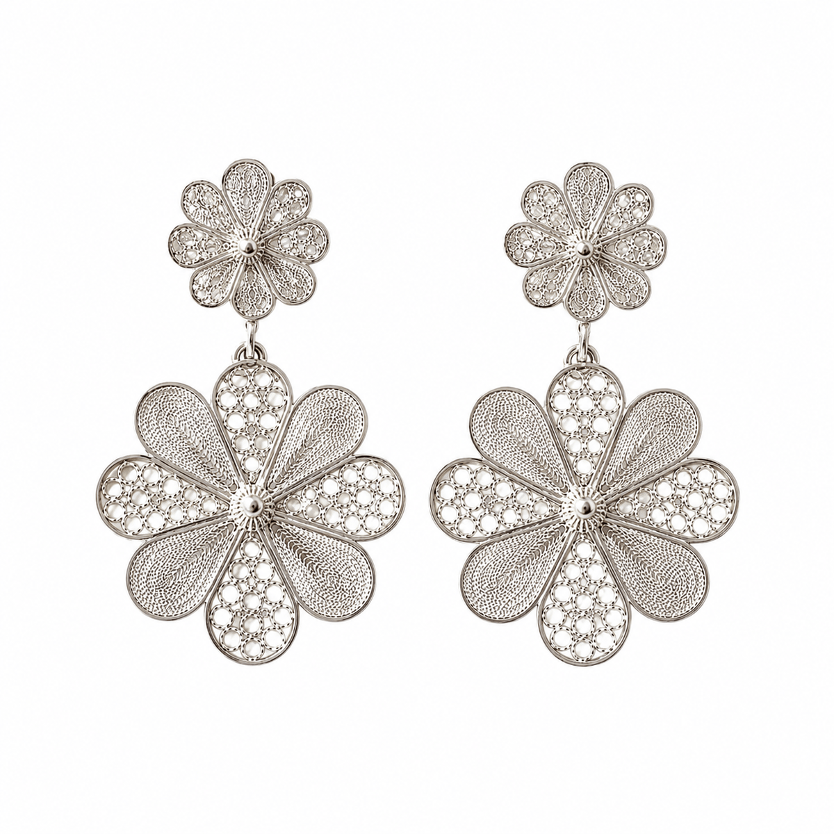 Ohrring Flor Doble Silver