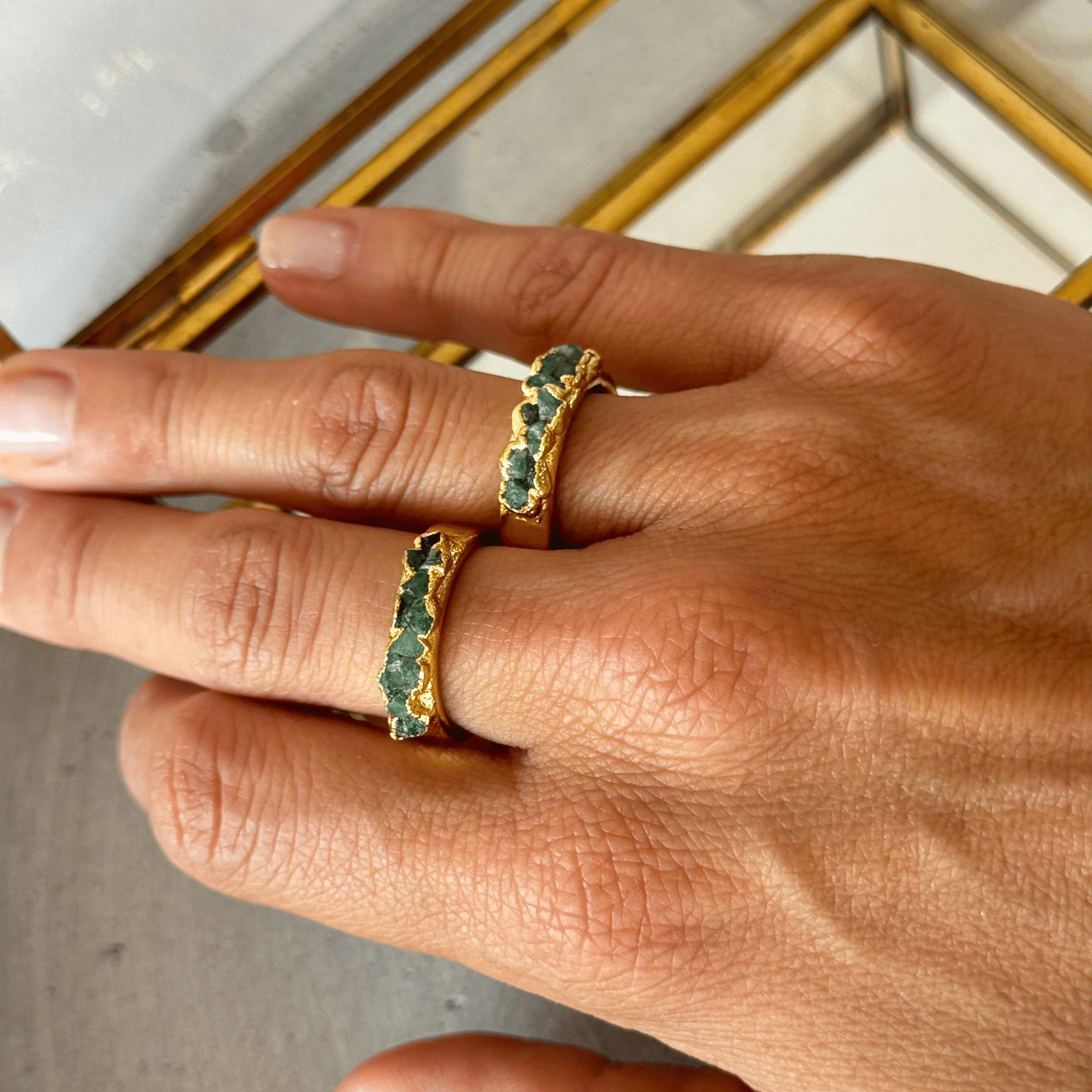 Ring Double Emerald Adjustable
