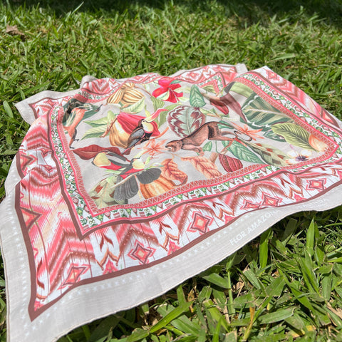 Foulard Cacao Exotic White Flor Amazona by CosaLinda