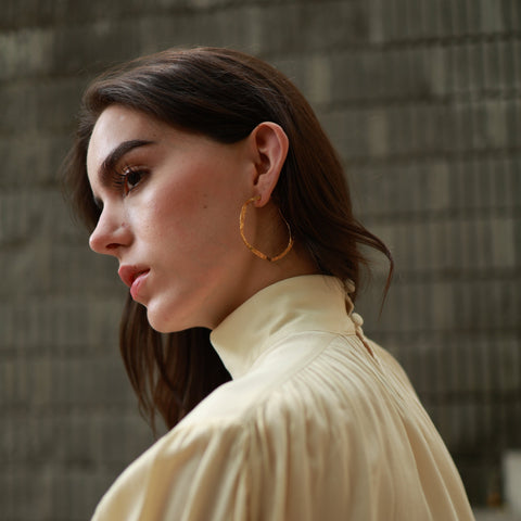Big Hammered Hoops Gold