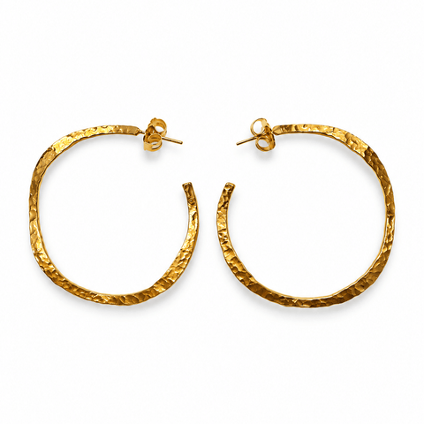 Big Hammered Hoops Gold