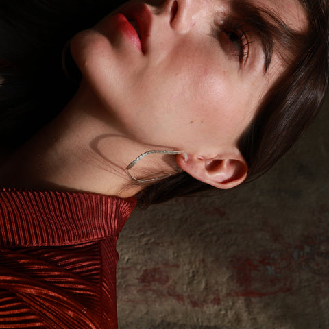 Big Hammered Hoops Silver