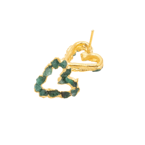 Heart Emerald Studs