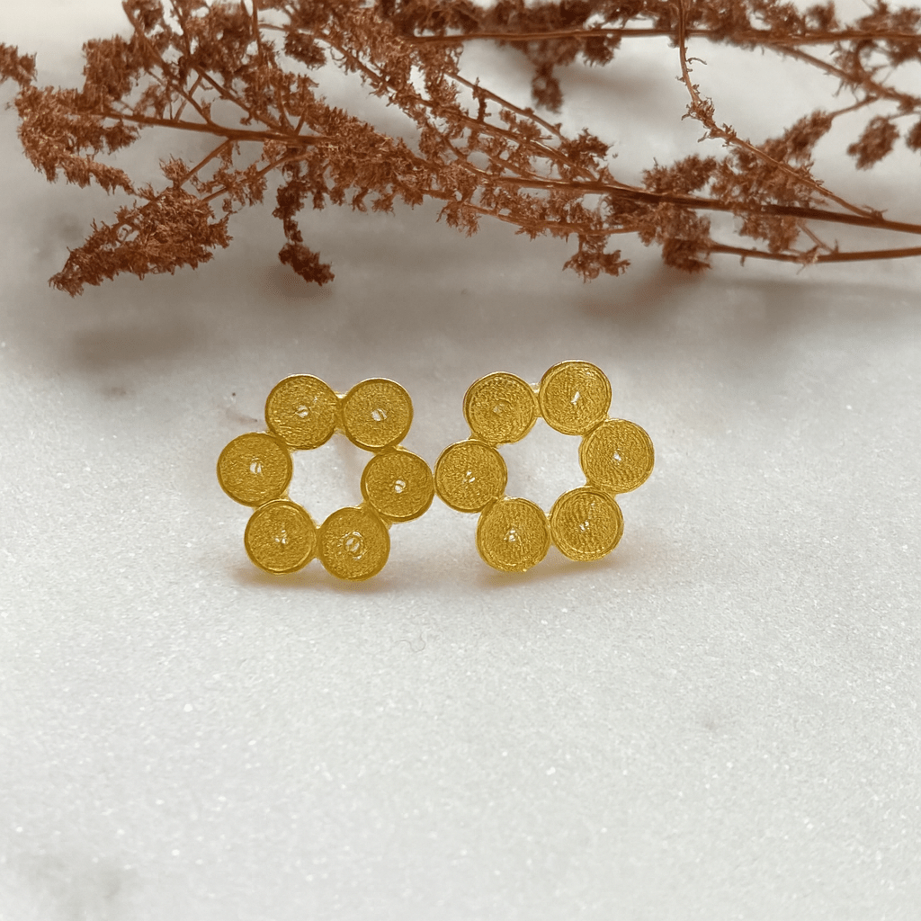 Earring Circulo Floral Gold