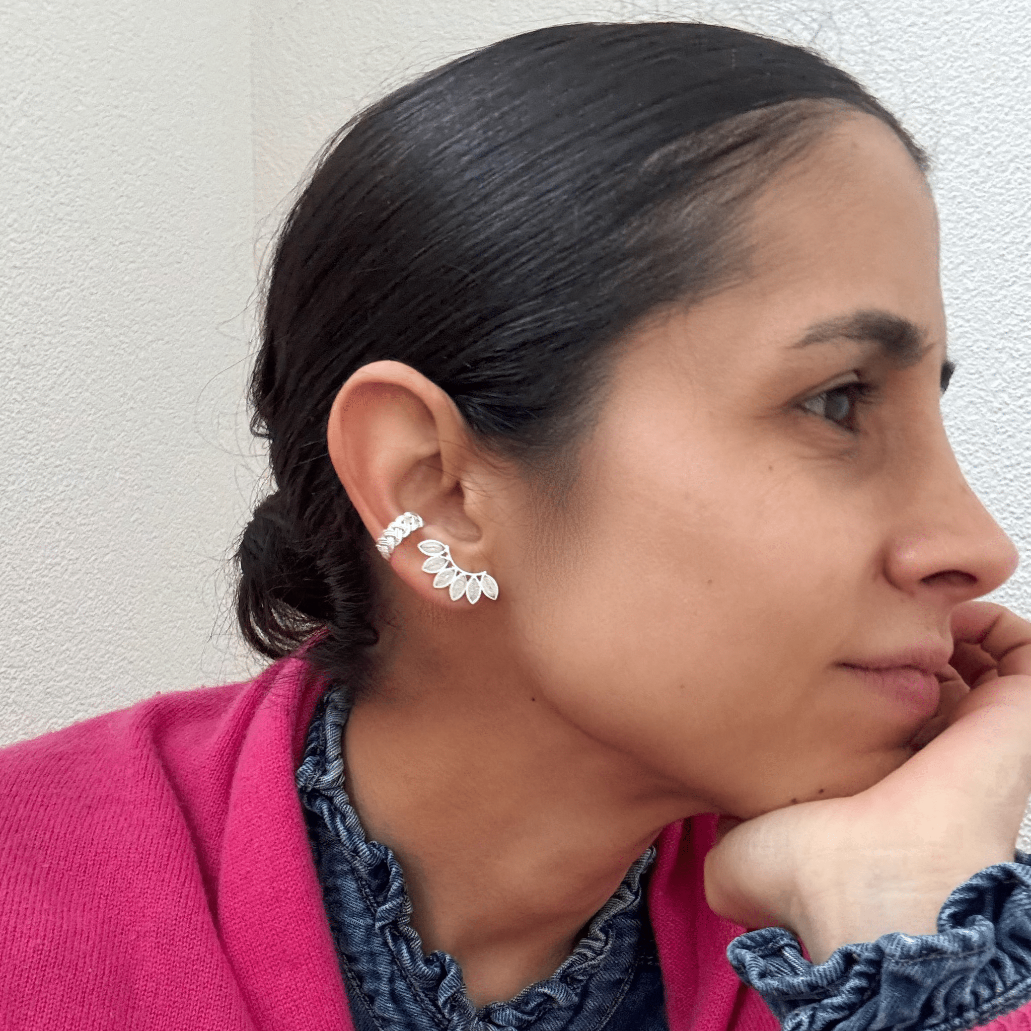 Earring Hojas Lateral Gold