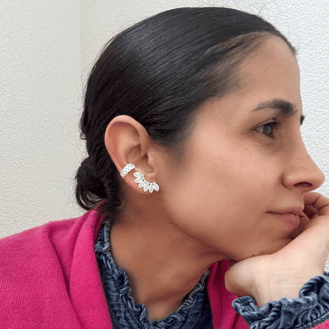 Earring Hojas Lateral Gold