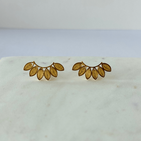 Earring Hojas Lateral Gold