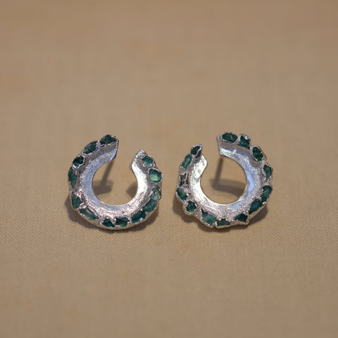 Emerald Circle Stud Silver