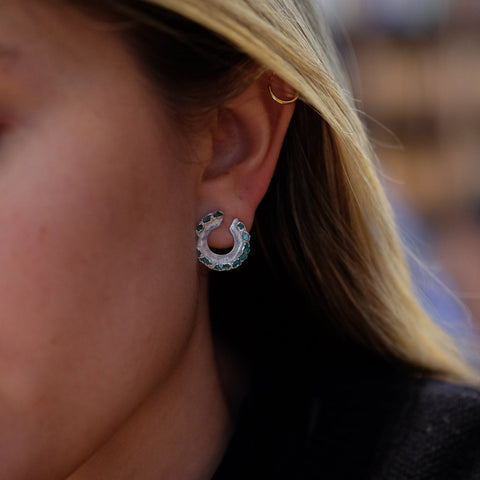 Emerald Circle Stud Silver