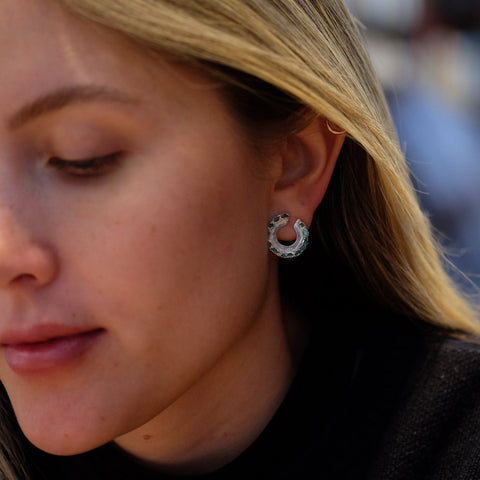 Emerald Circle Stud Silver