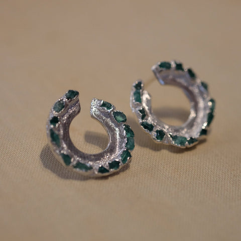 Emerald Circle Stud Silver