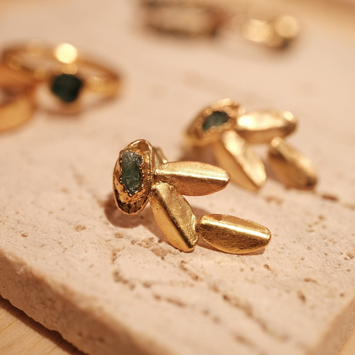 Emerald Petal Studs
