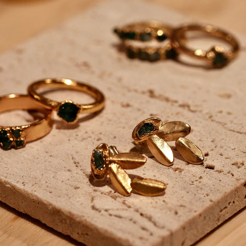 Emerald Petal Studs