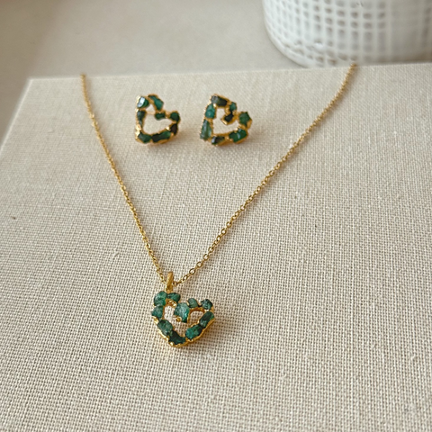 Heart Emerald Studs