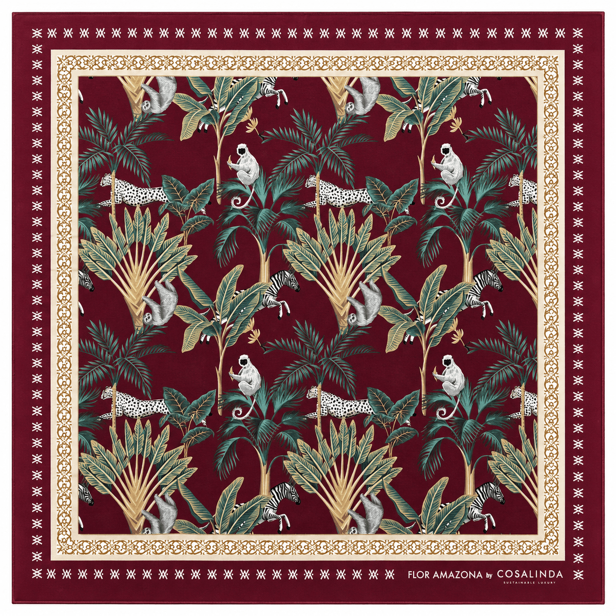 Foulard Bordeaux Leopard Flor Amazona by CosaLinda