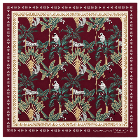Foulard Bordeaux Leopard Flor Amazona by CosaLinda