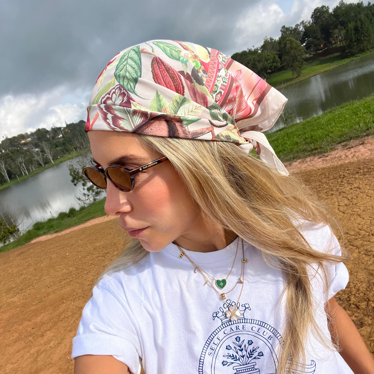 Foulard Cacao Exotic White Flor Amazona by CosaLinda