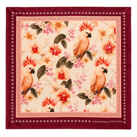 Foulard Cacatua Berenjena Flor Amazona by CosaLinda