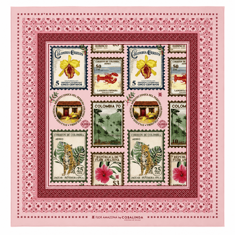 Foulard Estampillas Colombia Pink Flor Amazona by CosaLinda