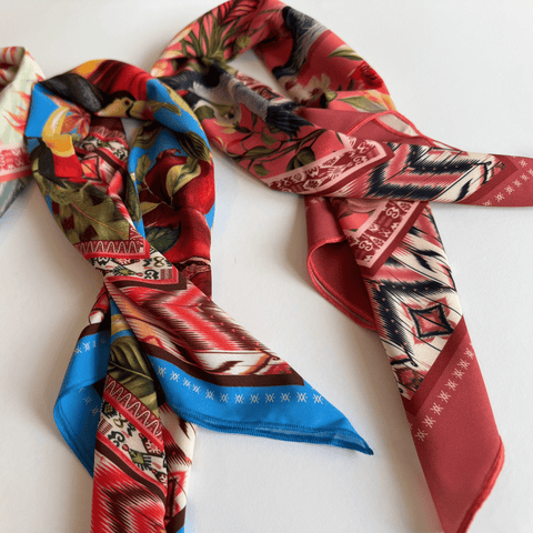 Foulard mit japanischem Kranich-Motiv – Grullas, Polyester, handgemacht