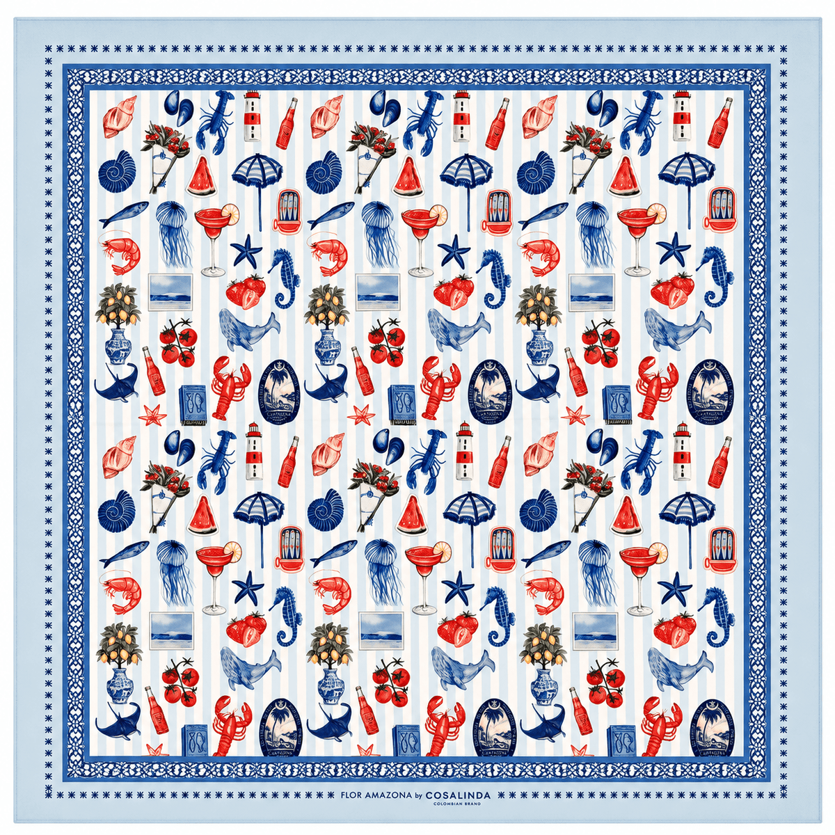 Foulard Mar Rayado Flor Amazona by CosaLinda