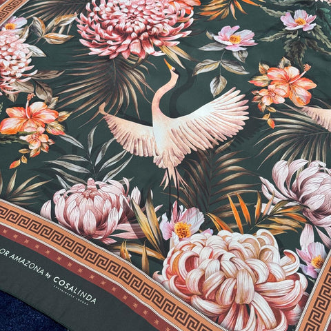 Foulard Green Bird Flor Amazona by CosaLinda