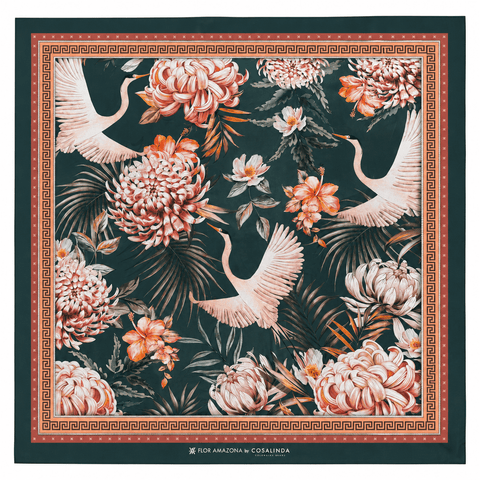 Foulard Maxi Green Bird Flor Amazona by CosaLinda