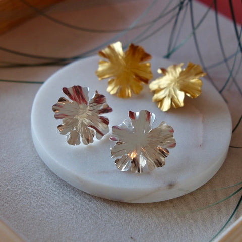 Hojas Autumn Silver Mini Earrings