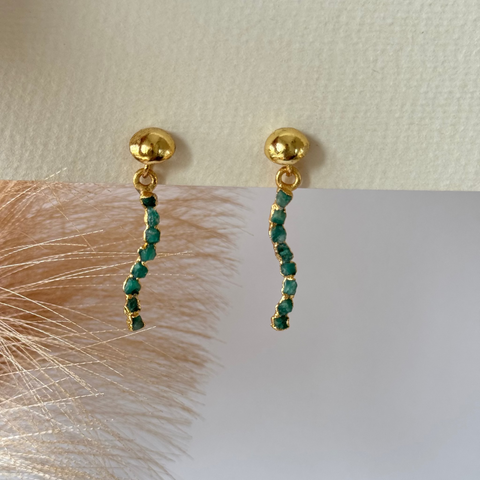 Wavy Emerald Studs