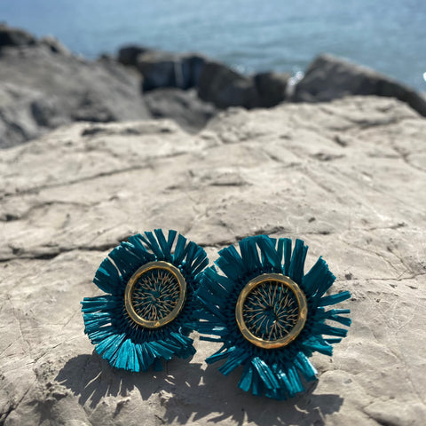  Ohrring Girasol Stud Gold in Forrest Green von Bamboleira