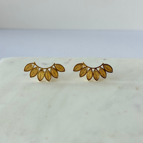 Earring Hojas Lateral Gold