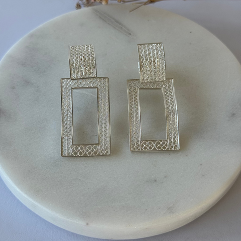 Rectangle Earrings Silver