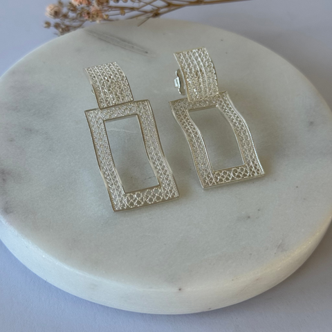Rectangle Earrings Silver