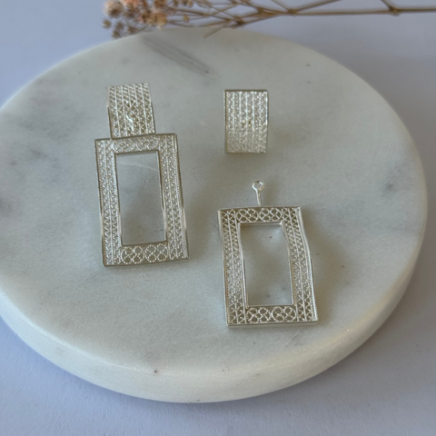 Rectangle Earrings Silver