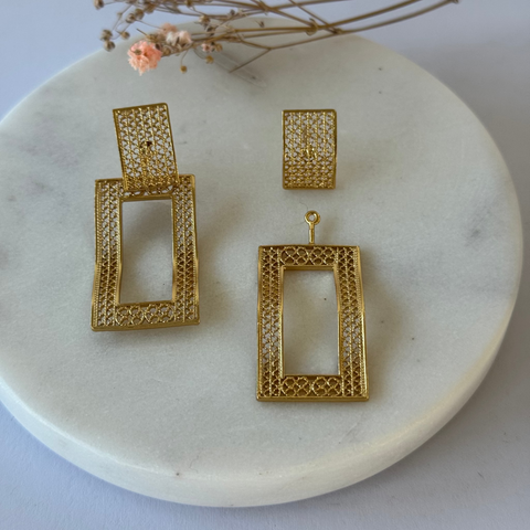 Rectangle Earrings Gold