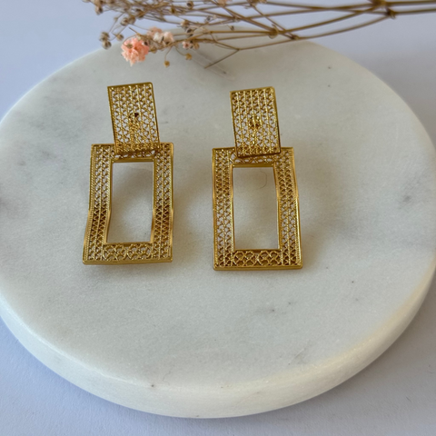 Rectangle Earrings Gold