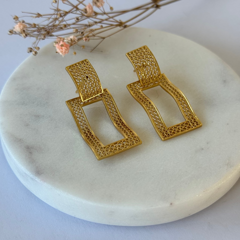 Rectangle Earrings Gold