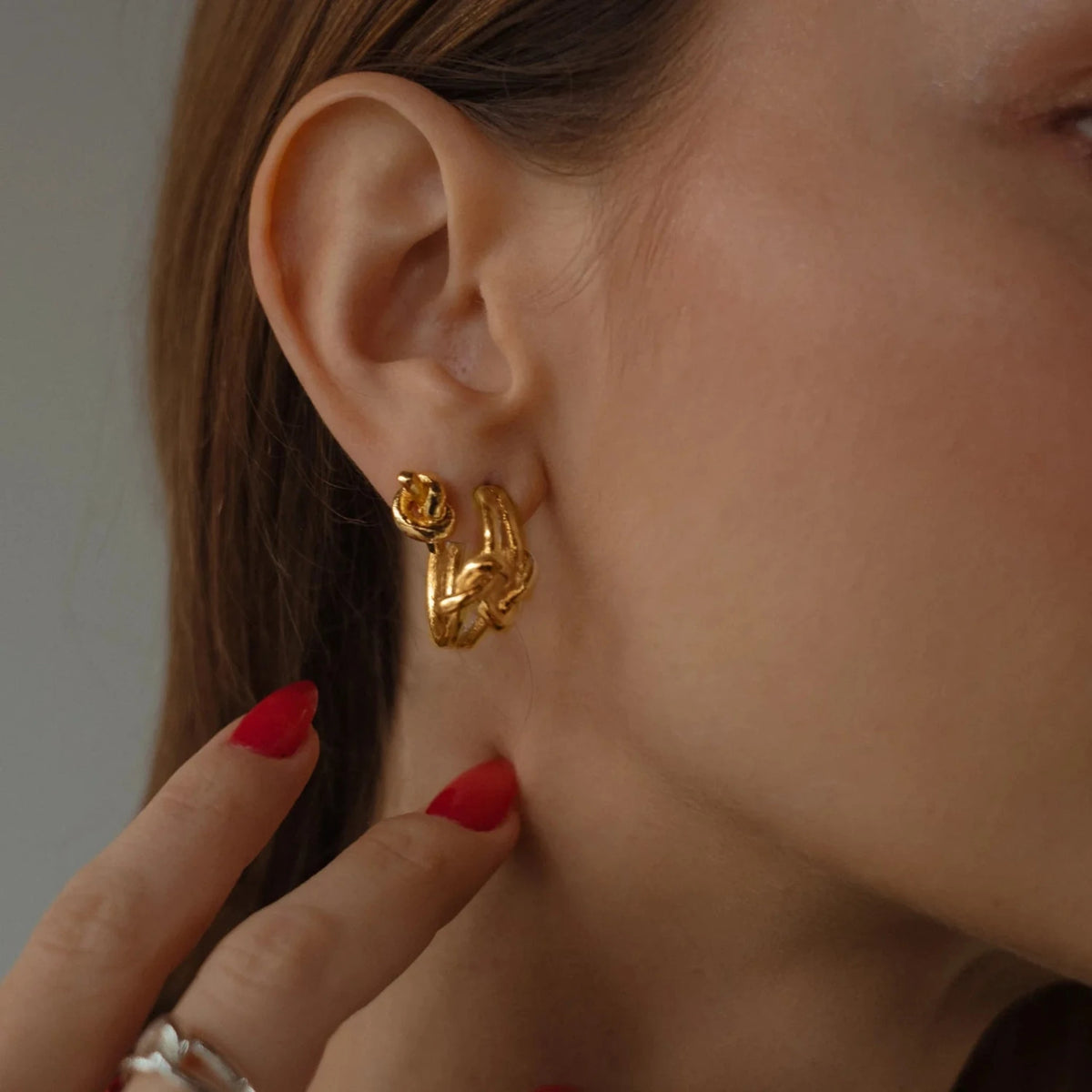 Knot Earrings-Plated Gold
