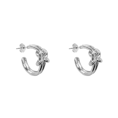 Knot Earrings-Plated Silver Small