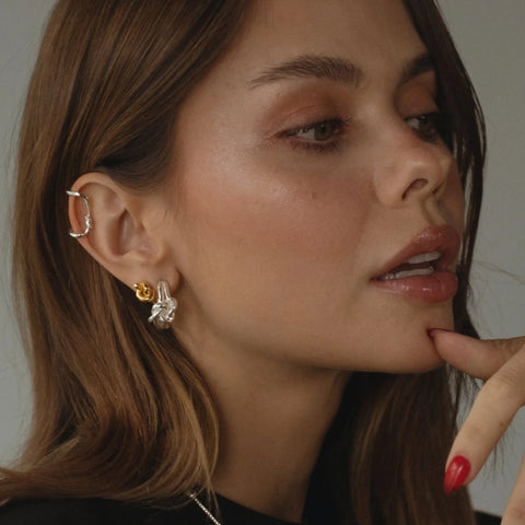 Knot Earrings-Plated Silver Small