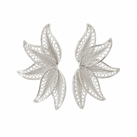 Large half-star earring Silver