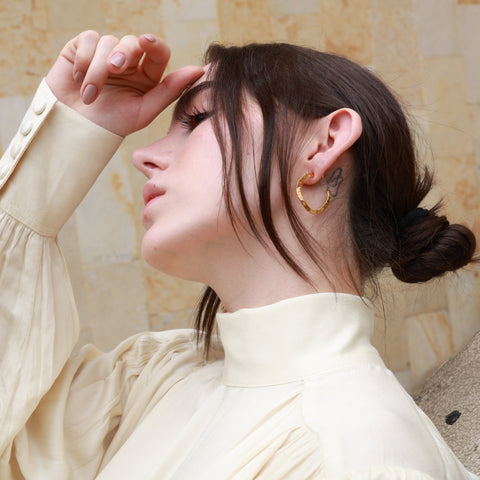 Medium Hammered Hoops Gold