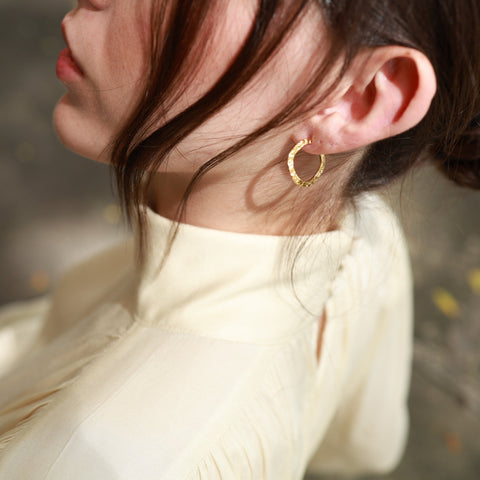 Mini Hammered Hoops Gold