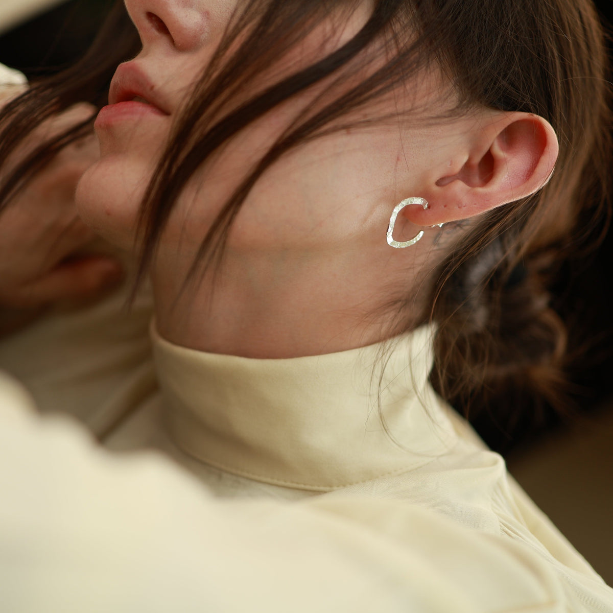 Mini Hammered Hoops Silver