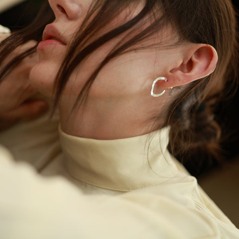 Mini Hammered Hoops Silver