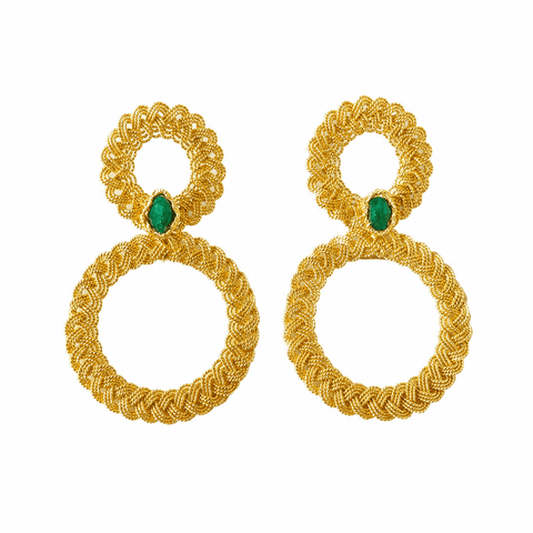 Nattiva Emerald Double Hoops