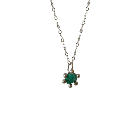 Necklace Uñas Emerald Silver
